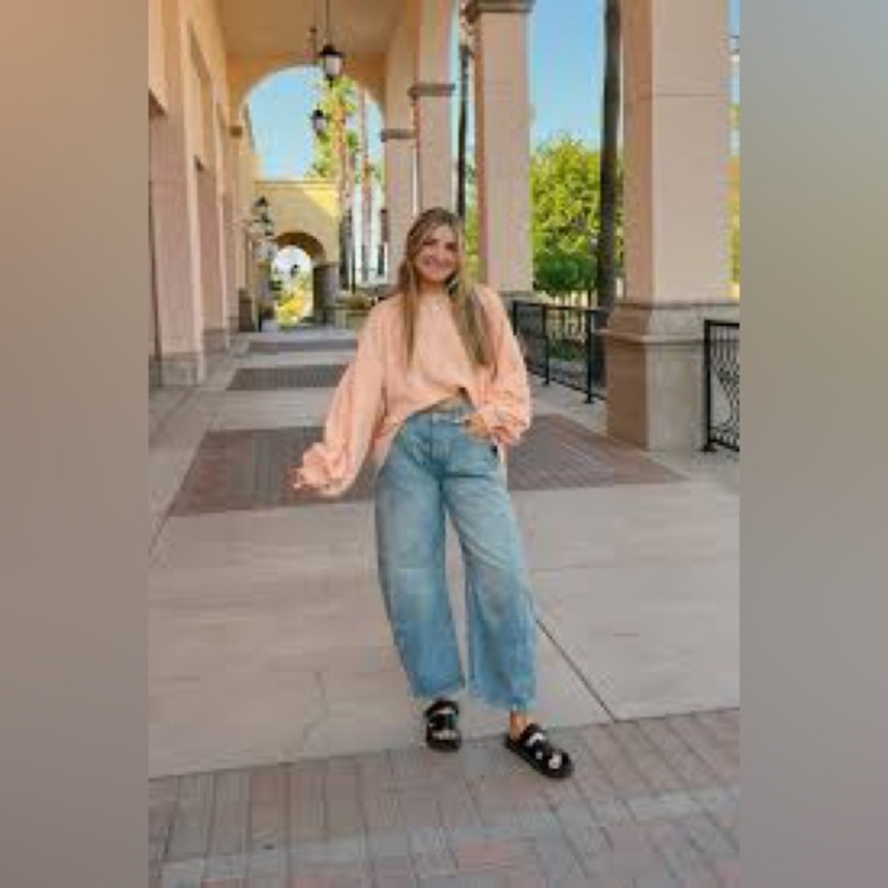 NWT Free People Trish Sweatshirt in Summer Peach - Picture 7 of 9